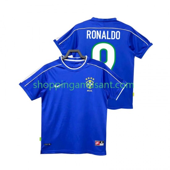 Maillot de Foot Brésil Ronaldo 9 Rétro Homme Extérieur 1998 Manche Courte