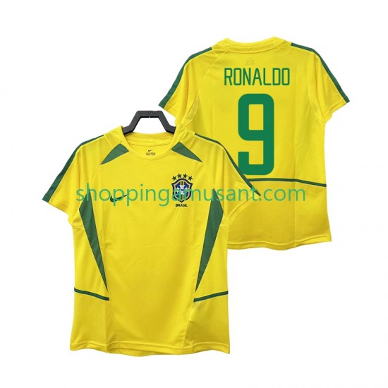 Maillot de Foot Brésil Ronaldo 9 Rétro Homme Domicile 2002 Manche Courte
