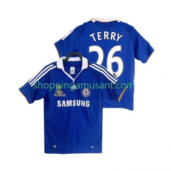 Maillot de Foot Chelsea TERRY 26 2007 Rétro Homme Domicile 2008 Manche Courte