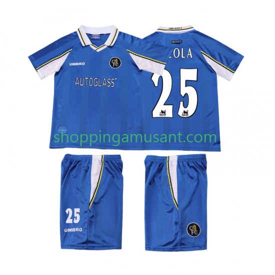 Maillot de Foot Chelsea ZOLA 25 1997 Rétro Enfant Domicile 1999 Manche Courte
