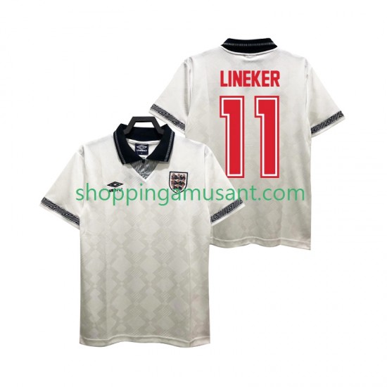 Maillot de Foot Angleterre LINEKER 11 1990 Rétro Homme Domicile Manche Courte