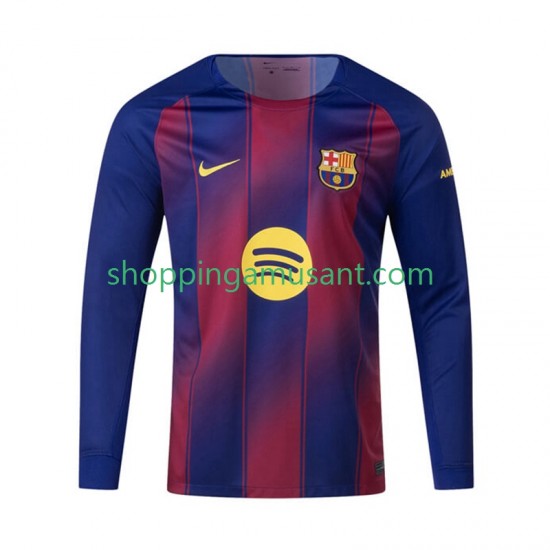 Maillot de Foot FC Barcelone Homme Domicile 2025-2026 Manche Longue