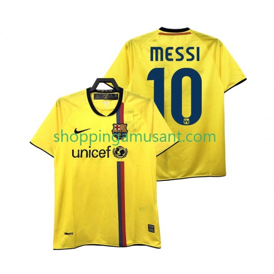 Maillot de Foot FC Barcelone Lionel Messi 10 2009 Rétro Homme Extérieur 2008 Manche Courte