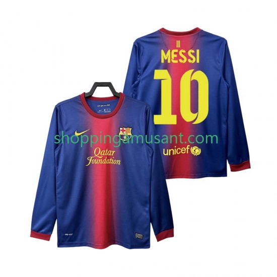 Maillot de Foot FC Barcelone Lionel Messi 10 2012 2013 Rétro Homme Domicile Manche Longue