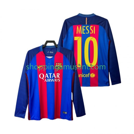 Maillot de Foot FC Barcelone Lionel Messi 10 2016 2017 Rétro Homme Domicile Manche Longue