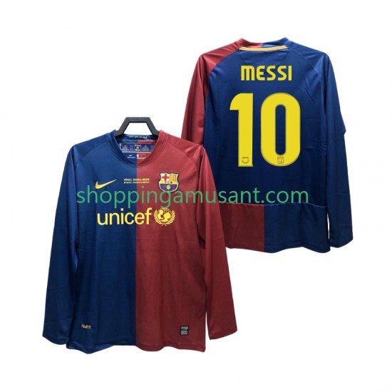 Maillot de Foot FC Barcelone Lionel Messi 10 Champions League 2009 Rétro Homme Domicile 2008 Manche Longue