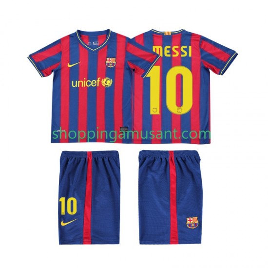 Maillot de Foot FC Barcelone Lionel Messi 10 2009 Rétro Enfant Domicile 2010 Manche Courte