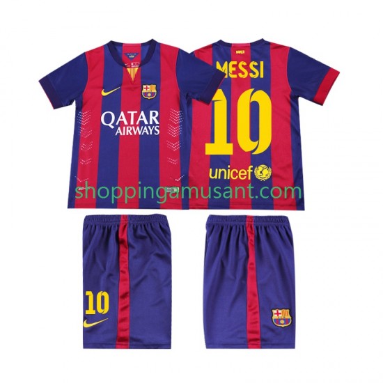 Maillot de Foot FC Barcelone Lionel Messi 10 2014 2015 Rétro Enfant Domicile Manche Courte