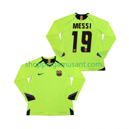 Maillot de Foot FC Barcelone Lionel Messi 19 2005 Rétro Homme Extérieur 2006 Manche Longue