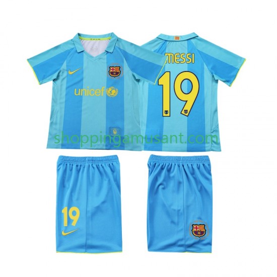 Maillot de Foot FC Barcelone Lionel Messi 19 2007 Rétro Enfant Extérieur 2008 Manche Courte