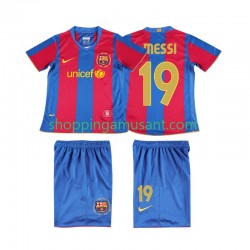 Maillot de Foot FC Barcelone Lionel Messi 19 2007 Rétro Enfant Domicile 2008 Manche Courte