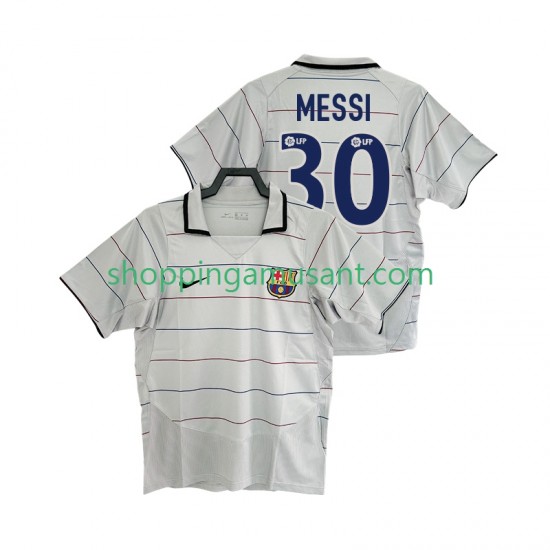Maillot de Foot FC Barcelone Lionel Messi 30 2003 Rétro Homme Extérieur 2004 Manche Courte