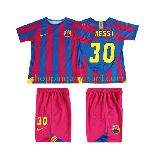 Maillot de Foot FC Barcelone Lionel Messi 30 Champions League 2005 Rétro Enfant Domicile 2006 Manche Courte