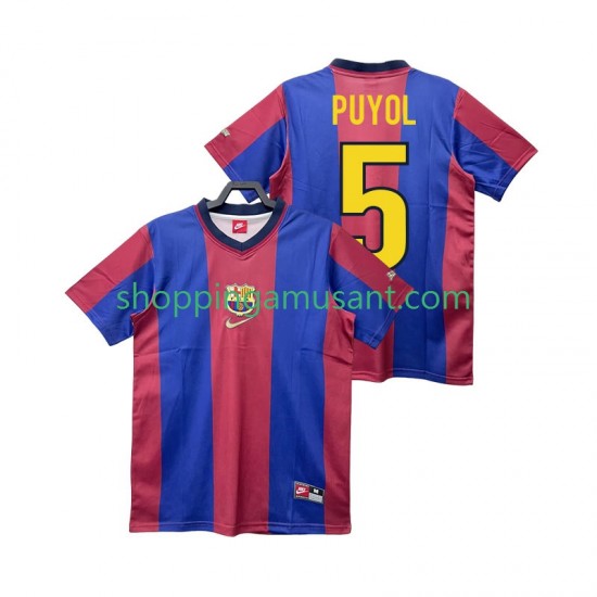 Maillot de Foot FC Barcelone PUYOL 5 Rétro Homme Domicile 1999 1998 Manche Courte