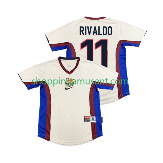 Maillot de Foot FC Barcelone RIVALDO 11 Rétro Homme Extérieur 1999 1998 Manche Courte