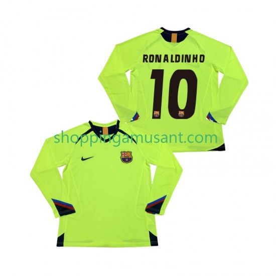 Maillot de Foot FC Barcelone RONALDINHO 10 2005 Rétro Homme Extérieur 2006 Manche Longue