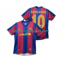 Maillot de Foot FC Barcelone RONALDINHO 10 2007 Rétro Homme Domicile 2008 Manche Courte