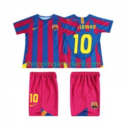 Maillot de Foot FC Barcelone RONALDINHO 10 Champions League 2005 Rétro Enfant Domicile 2006 Manche Courte