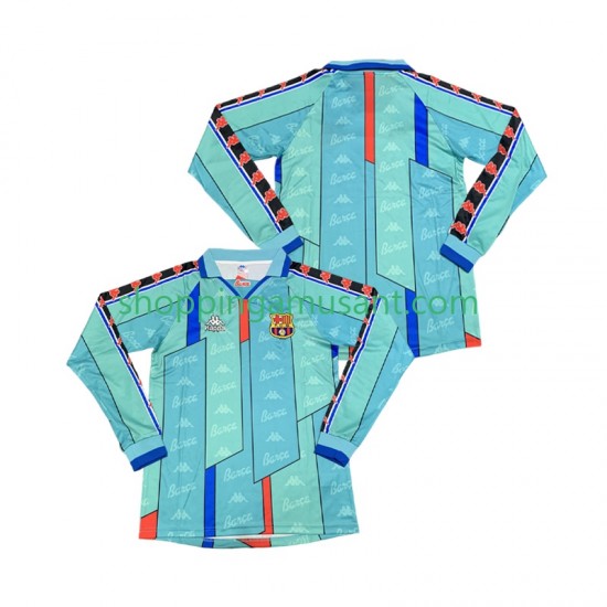 Maillot de Foot FC Barcelone 1996 1997 Rétro Homme Extérieur Manche Longue