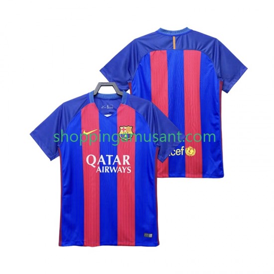Maillot de Foot FC Barcelone 2016 2017 Rétro Homme Domicile Manche Courte
