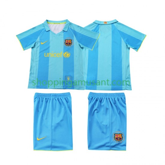 Maillot de Foot FC Barcelone 2007 Rétro Enfant Extérieur 2008 Manche Courte