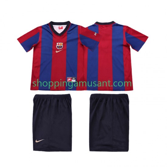 Maillot de Foot FC Barcelone Rétro Enfant Domicile 1999 1998 Manche Courte