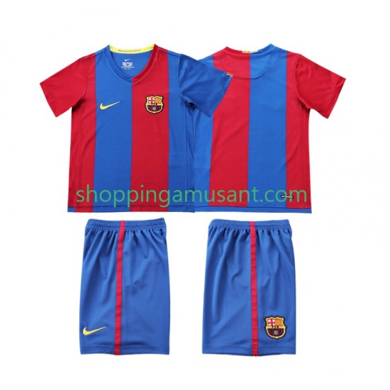 Maillot de Foot FC Barcelone 2007 Rétro Enfant Domicile 2006 Manche Courte