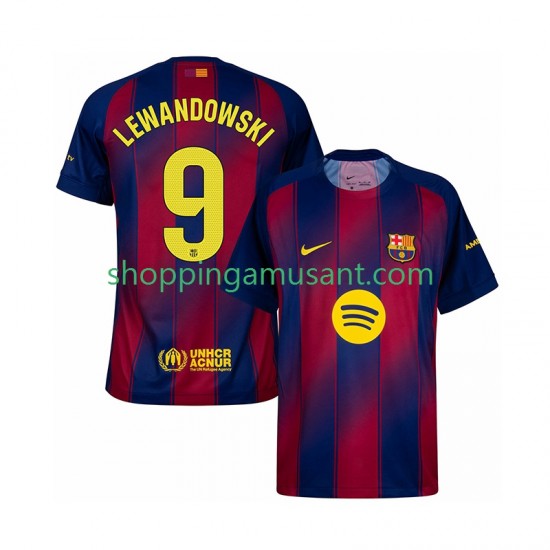 Maillot de Foot FC Barcelone Robert Lewandowski 9 Homme Domicile 2025-2026 Manche Courte