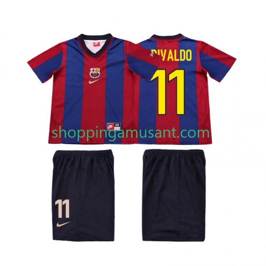 Maillot de Foot FC Barcelone Ronaldo 11 Rétro Enfant Domicile 1999 1998 Manche Courte