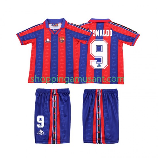 Maillot de Foot FC Barcelone Ronaldo 1996 1997 Rétro Enfant Domicile Manche Courte