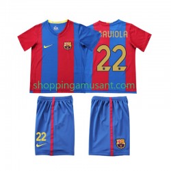 Maillot de Foot FC Barcelone SAUIOLA 22 2007 Rétro Enfant Domicile 2006 Manche Courte