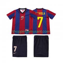 Maillot de Foot FC Barcelone SAVIOLA 7 Rétro Enfant Domicile 1999 1998 Manche Courte
