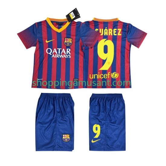 Maillot de Foot FC Barcelone SUARZE 9 2013 2014 Rétro Enfant Domicile Manche Courte