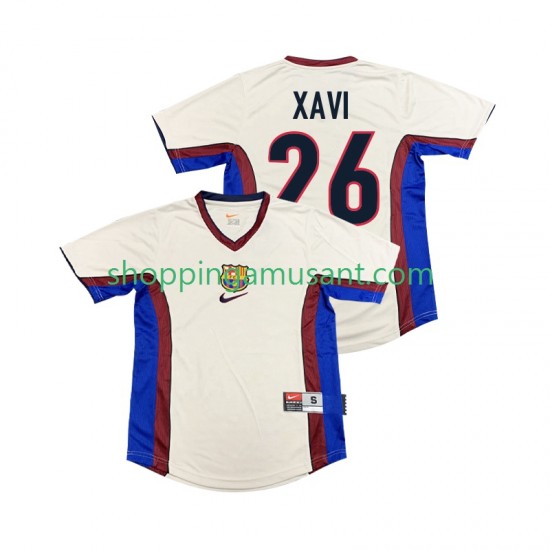Maillot de Foot FC Barcelone XAVI 26 Rétro Homme Extérieur 1999 1998 Manche Courte