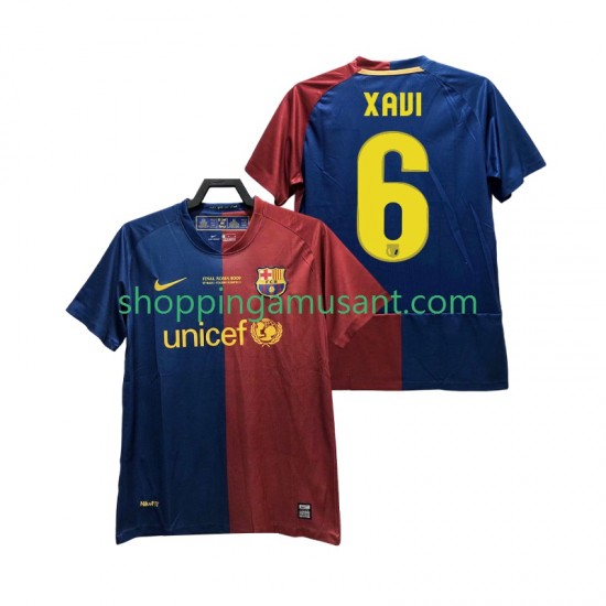Maillot de Foot FC Barcelone XAVI 6 Champions League 2009 Rétro Homme Domicile 2008 Manche Courte