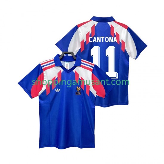 Maillot de Foot France CANTONA 11 1990 Rétro Homme Domicile Manche Courte