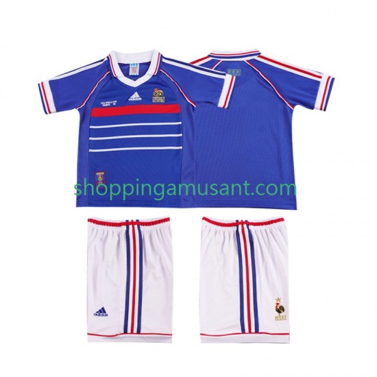 Maillot de Foot France Rétro Enfant Domicile 1998 Manche Courte