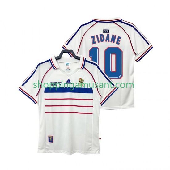 Maillot de Foot France ZIDANE 10 Rétro Homme Extérieur 1998 Manche Courte