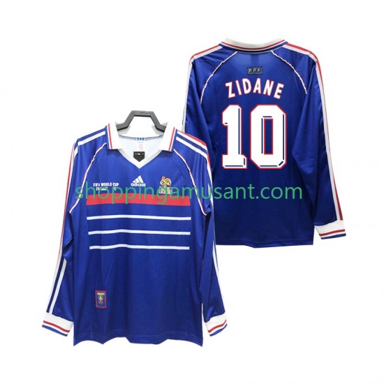 Maillot de Foot France ZIDANE 10 Rétro Homme Domicile 1998 Manche Longue