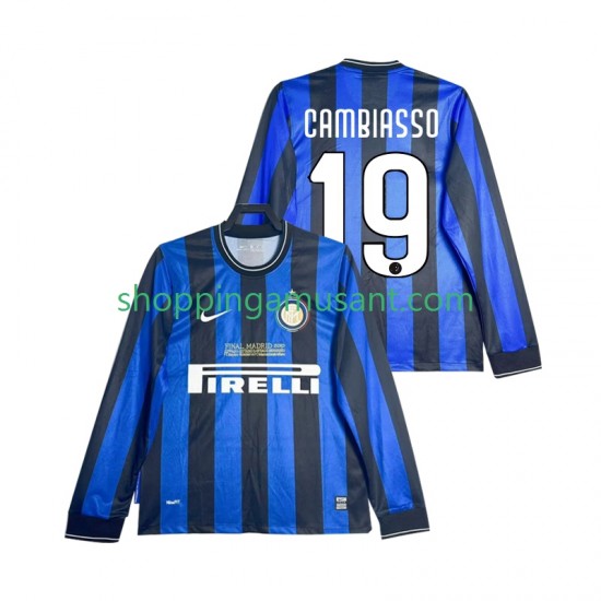 Maillot de Foot Inter Milan CAMBIASSO 19 2009 Rétro Homme Domicile 2010 Manche Longue