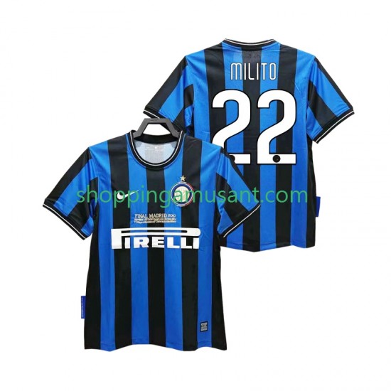 Maillot de Foot Inter Milan MILITO 22 2009 Rétro Homme Domicile 2010 Manche Courte