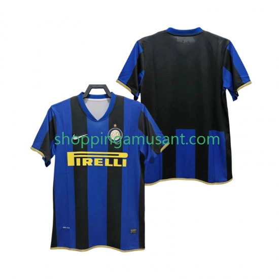 Maillot de Foot Inter Milan Champions League 2009 Rétro Homme Domicile 2008 Manche Courte