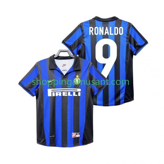 Maillot de Foot Inter Milan Roanldo 9 Rétro Homme Domicile 1999 1998 Manche Courte