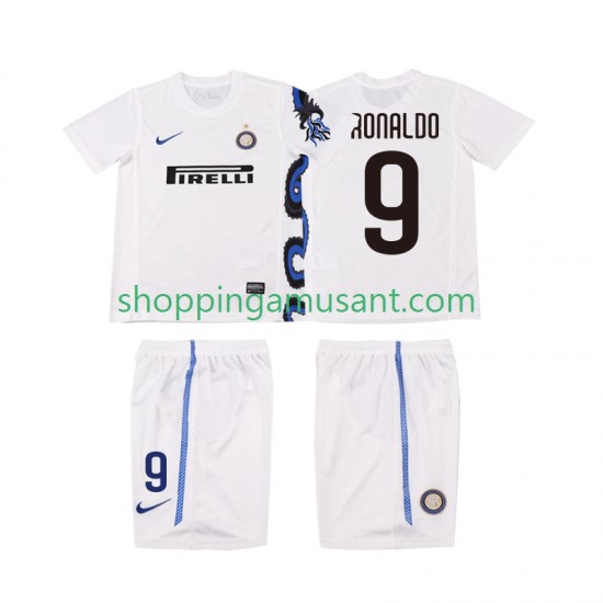 Maillot de Foot Inter Milan Ronaldo 9 Rétro Enfant Extérieur 2011 2010 Manche Courte