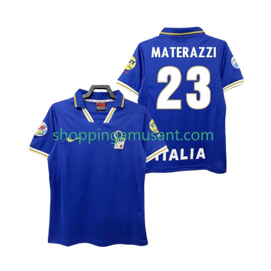 Maillot de Foot Italie MATERAZZI 23 1996 Rétro Homme Domicile Manche Courte