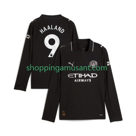 Maillot de Foot Manchester City Erling Haaland 9 Homme Extérieur 2025-2026 Manche Longue