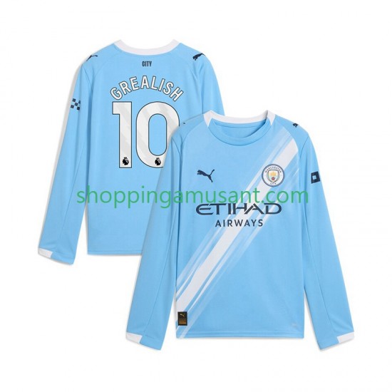 Maillot de Foot Manchester City Jack Grealish 10 Homme Domicile 2025-2026 Manche Longue