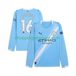 Maillot de Foot Manchester City Rodrigo Hernandez 16 Homme Domicile 2025-2026 Manche Longue