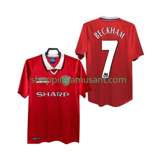 Maillot de Foot Manchester United BECKHAM 7 2000 Rétro Homme Domicile 1999 Manche Courte