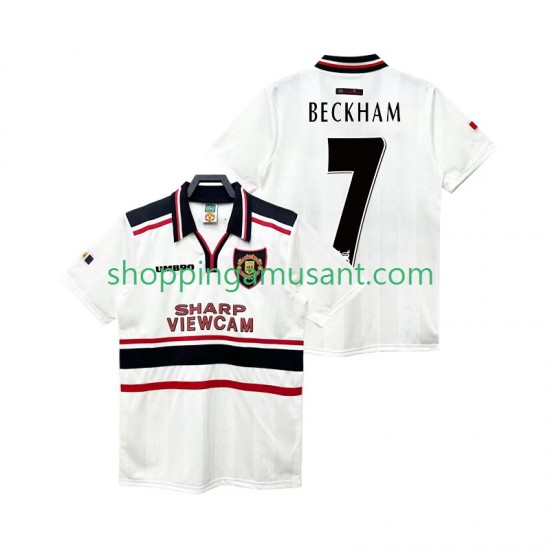 Maillot de Foot Manchester United Beckham 7 Rétro Homme Extérieur 1999 1998 Manche Courte